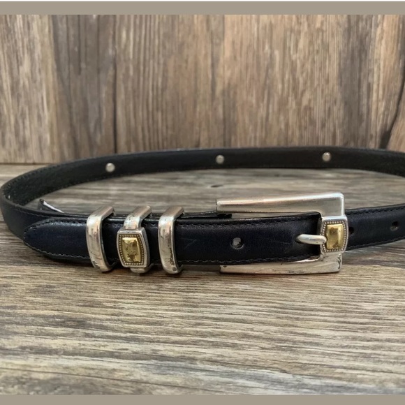 Brighton Accessories - Brighton Black Silver Trim Belt Sz 28 Small Womens